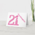 Granddaughter, 21st birthday, white and pink. card<br><div class="desc">The white background featuring pink text on this 21st anniversary,  greeting for any cool granddaughter. My Funny Mind Greetings.</div>
