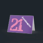 Granddaughter, 21st birthday, white, pink, purple. card<br><div class="desc">A purple background featuring white and pink text,  on this 21st birthday greeting for any cool granddaughter. My Funny Mind Greetings.</div>