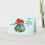 Granddaughter 22nd Birthday Car Load of Hearts Card<br><div class="desc">Send love to your granddaughter on her 22nd birthday with this humourous card. A cute car is bouncing along,  with a load of red hearts. A light teal background adds to the fun.</div>