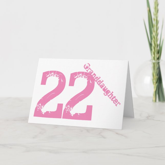 Granddaughter, 22nd birthday, white and pink. card (Front)