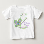 Granddaughter 2nd Birthday Butterfly Hugs Baby T-Shirt<br><div class="desc">Your Granddaughter will giggle when she sees these whimsical butterflies with a big number two for her 2nd birthday shirt.  Personalise text using the template provided.  We specialise in custom-made designs,  contact us if you would like a unique made-to-order layout using this zigzag and butterfly image.</div>