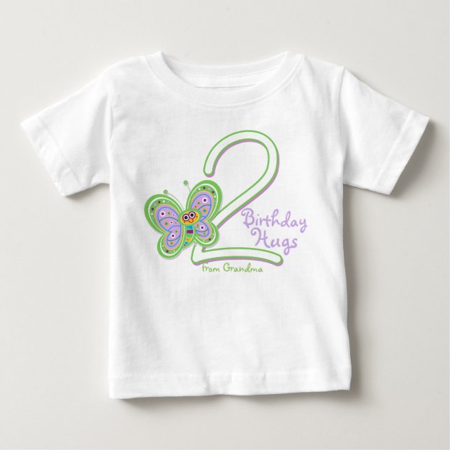 Granddaughter 2nd Birthday Butterfly Hugs Baby T-Shirt (Front)