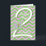 Granddaughter 2nd Birthday Butterfly Hugs Card<br><div class="desc">Your Granddaughter will giggle when she sees these whimsical butterflies on a purple and green zigzag pattern background with a big number two for her 2nd birthday card. Personalise name and verse using the template provided. We specialise in custom-made designs, contact us if you would like a unique made-to-order layout...</div>