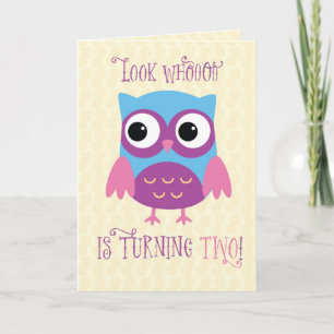 Granddaughter 2nd Birthday, Owl, Pink, Purple Card