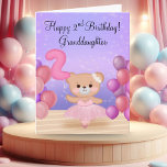 Granddaughter 2nd Birthday Teddy Bear Ballerina Card<br><div class="desc">This adorable teddy bear ballerina is standing on stage,  holding colourful balloons and a “2” balloon — the perfect sweet touch for your granddaughter’s second birthday!</div>