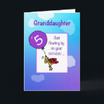 Granddaughter 5th Birthday Ladybug Balloon Card<br><div class="desc">A cute ladybug is flying by to wish your granddaughter a happy 5th birthday,  Blue skies fill the background and a ladybug is being carried by a bright pink balloon.</div>