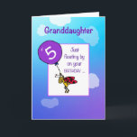 Granddaughter 5th Birthday Ladybug Balloon Card<br><div class="desc">A cute ladybug is flying by to wish your granddaughter a happy 5th birthday,  Blue skies fill the background and a ladybug is being carried by a bright pink balloon.</div>