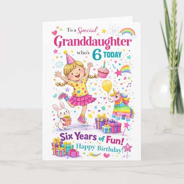 Granddaughter 6th Birthday Card (Front)