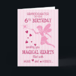 Granddaughter 6th Birthday Magical Fairy Pink Card<br><div class="desc">A beautiful little girl will be six very soon. This pink fairy with magical hearts is perfect to wish your Granddaughter a great 6th Birthday. Let her know once again how much you love her</div>