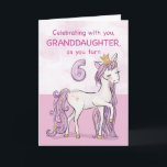 Granddaughter 6th Birthday Pink Horse With Crown Card<br><div class="desc">A sweet pink pony just like your granddaughter is prancing with the number six! Gold looking details are woven in her mane and tail. Perfect card to wish your granddaughter her 6th birthday!
(Digitally rendered golden looking colour)</div>