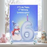 Granddaughter 6th Birthday Snowman Snowy  Card<br><div class="desc">This whimsical winter illustration is perfect for celebrating your granddaughter's sixth birthday designed to be fully winter with colors and details. A cheerful snowman stands proudly beside the snowy “6” he has just built, admiring his handiwork with a joyful expression. Snowballs are scattered around the base, adding playful movement, while...</div>