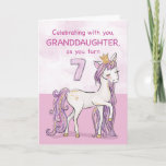 Granddaughter 7th Birthday Pink Horse With Crown Card<br><div class="desc">A sweet pink pony just like your granddaughter is prancing with the number seven! Gold looking details are woven in her mane and tail. Perfect card to wish your granddaughter her 7th birthday!
(Digitally rendered golden looking colour)</div>