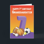 Granddaughter 7th Birthday Sports Balls Card<br><div class="desc">This colourful card with a collection of six assorted sports ball on the front will be perfect for a kid who loves sports. If your granddaughter is one of those kids then you should give her this for her 7th birthday.</div>
