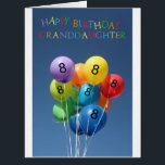 Granddaughter 8th birthday coloured balloons<br><div class="desc">Granddaughter 8th birthday coloured balloons Created from an original Studio Porto Sabbia photo! This Coloured Balloons Birthday card is available as an age specific card ages 1 to 12, in different languages and for various specific (family) relations. For Birthday Party Invitations in the same style, check the Invitation section of...</div>
