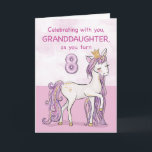 Granddaughter 8th Birthday Pink Horse With Crown Card<br><div class="desc">A sweet pink pony just like your granddaughter is prancing with the number eight! Gold looking details are woven in her mane and tail. Perfect card to wish your granddaughter her 8th birthday!
(Digitally rendered golden looking colour)</div>