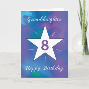 Granddaughter 8th Birthday White Shining Star Card