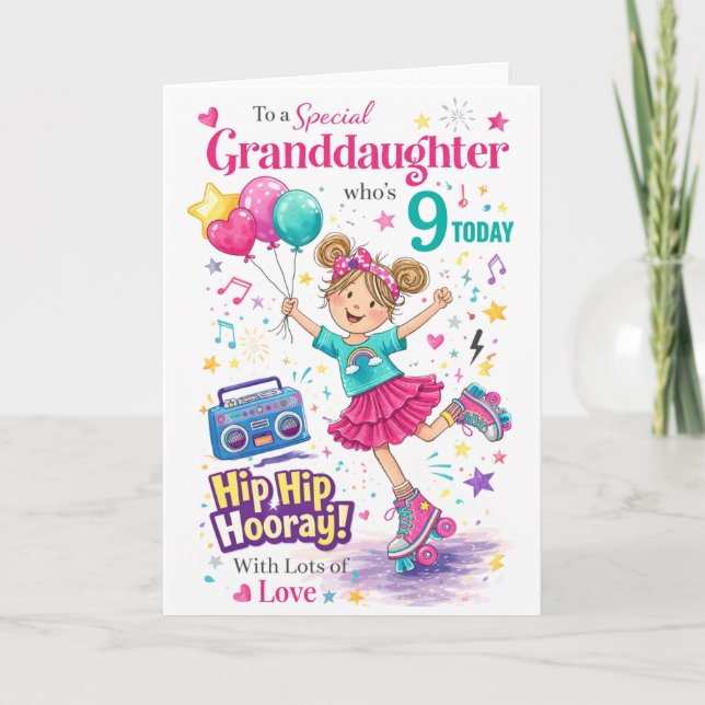 Granddaughter 9th Birthday Card (Front)