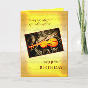 Granddaughter, a birthday card with a violin