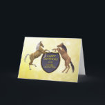 Granddaughter, a birthday card with rearing horses<br><div class="desc">Rearing horses with a heraldic shield.. See the whole range cards in my store. http://www.zazzle.com/eggznbeenz</div>