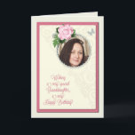 Granddaughter, add a photo,birthday card<br><div class="desc">A beautiful birthday day card that you can make extra special by adding a picture. A pink rose and jewelled frame for you to personalise a card for a granddaughter. A lovely verse inside completes this birthday card for a granddaughter.</div>
