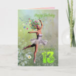 Granddaughter Age 13, flower fairy birthday card<br><div class="desc">A beautiful ballerina flower fairy dancing on a birthday card for a Thirteen year old Granddaughter.</div>