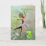 Granddaughter age 3, flower fairy birthday card<br><div class="desc">A beautiful ballerina flower fairy dancing on a birthday card for a Granddaughter</div>