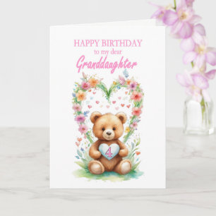 Granddaughter Age 4 Teddy Bear Card