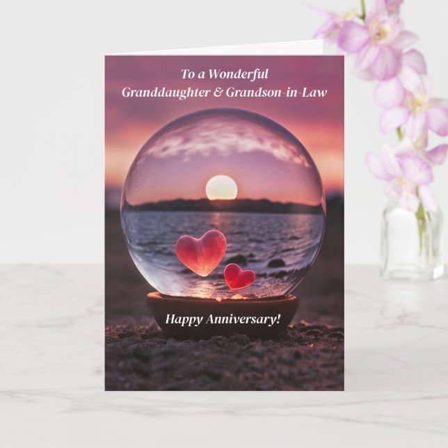 Granddaughter and Grandson in Law Anniversary Card (Orchid)
