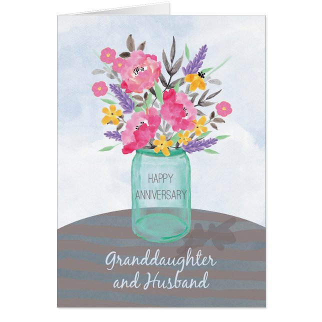 Granddaughter and Husband Anniversary Jar Vase (Front)