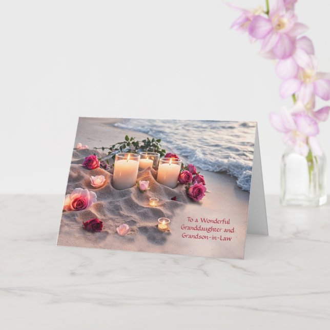 Granddaughter and Husband Grandson in Law Wedding  Card (Orchid)