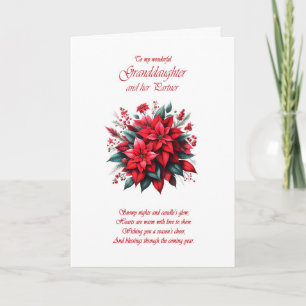 Granddaughter and Partner Christmas Poinsettias  Holiday Card