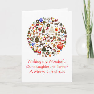 Granddaughter and Partner Circle of Christmas Holiday Card