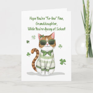 Granddaughter Away at College Girl Cat St Patricks Card