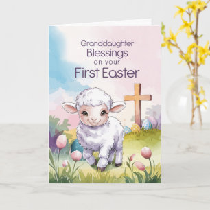 Granddaughter Baby’s First Easter Religious Lamb Card