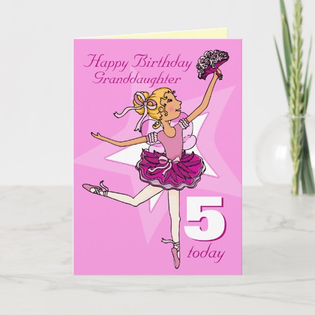 Granddaughter ballerina birthday pink age card (Front)