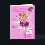 Granddaughter ballerina birthday pink age card<br><div class="desc">Cute modern graphic girls ballerina age 6 birthday card. Personalise this item to suit your requirements. Uniquely designed and illustrated by Sarah Trett.</div>