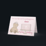 Granddaughter Baptism Birthday Custom Name Pink Card<br><div class="desc">Celebrate your granddaughter’s Baptism Birthday with this sweet pink card. A teddy bear is wearing a tiara,  sitting next to a pink cake. The cake has a cross in the icing,  with the words Baptism Birthday underneath. Personalise with the name of your granddaughter for a wonderful keepsake card!</div>