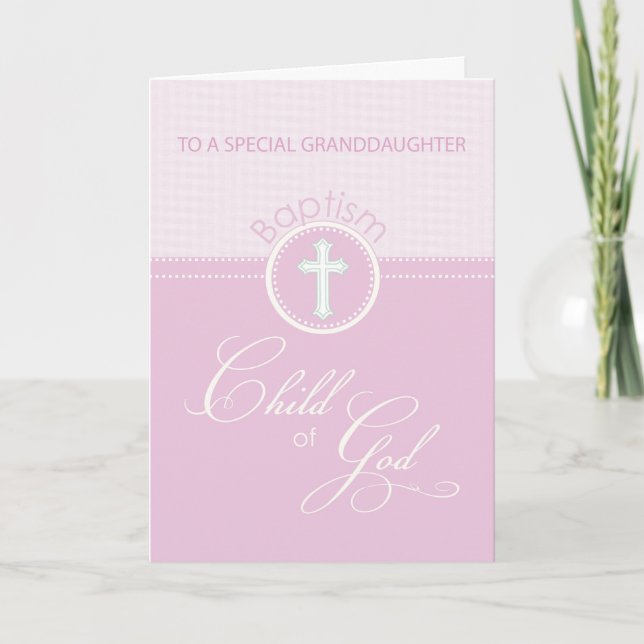 Granddaughter Baptism Congratulations Pink Child Card (Front)