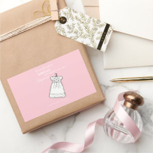 Granddaughter, Baptism Gown on Pink Personalised Rectangular Sticker