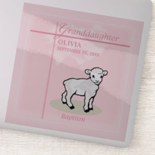 Granddaughter Baptism Pink Girl Lamb Name and Date