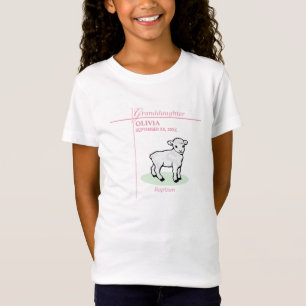 Granddaughter Baptism Pink Girl Lamb Name and Date T-Shirt