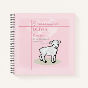 Granddaughter Baptism Pink Lamb Personalised Notebook