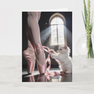 Granddaughter Birthday Ballerina with Kitten Card