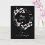 Granddaughter Birthday Bird and Butterflies Card<br><div class="desc">Love to my Granddaughter happy birthday card,  complete with watercolor bird,  flowers and butterflies that stand out beautifully on a black background.</div>