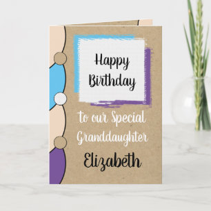 Granddaughter birthday blue white rustic card