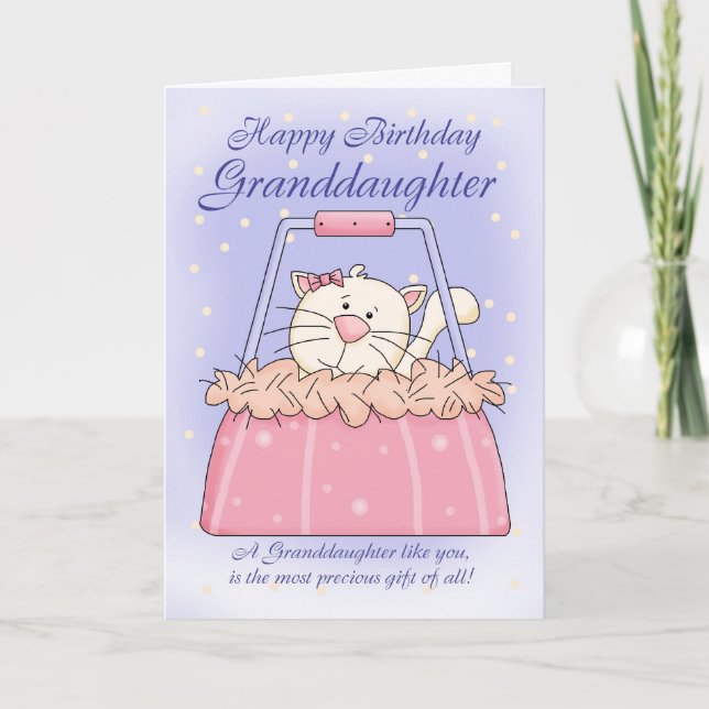 Granddaughter Birthday Card - Cute Puppy Purse Pet (Front)
