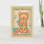 Granddaughter Birthday Card With A Bunch Of Birthd<br><div class="desc">Granddaughter Birthday Card With A Bunch Of Birthday Hugs - Bear With Flowers</div>