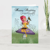 Granddaughter Birthday Card With Fairy And Chaffin