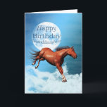 Granddaughter birthday card with spirit horse<br><div class="desc">A chestnus spirit horse galloping against the backdrop of the moon and clouds. See the whole range cards in my store. http://www.zazzle.com/eggznbeenz</div>