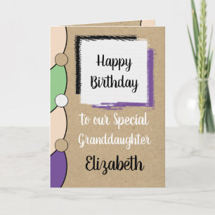 Granddaughter birthday green white rustic card